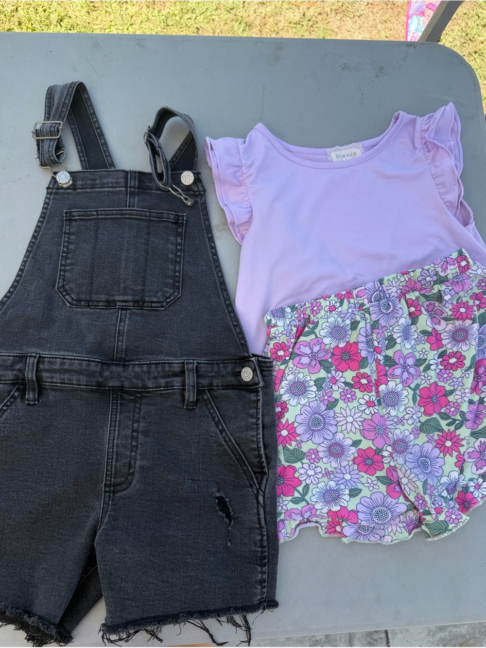 btween Black Denim Short Overalls
